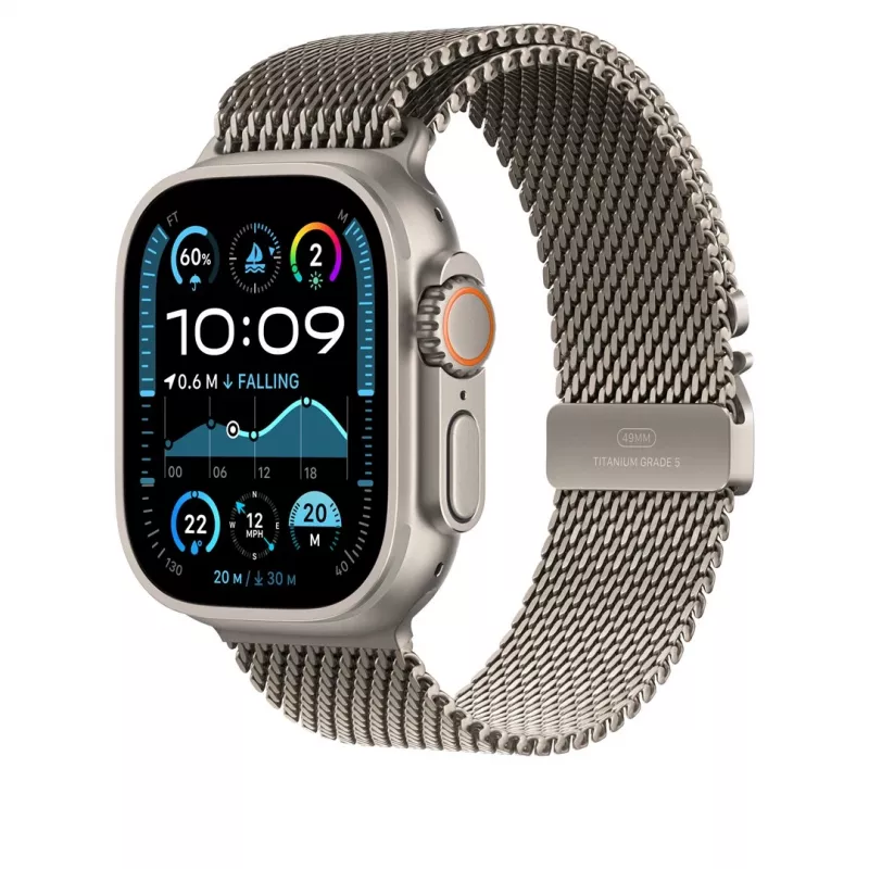 Pasek Apple 49mm Naturalny Tytanowy Pętla Mediolańska Średni Tytan