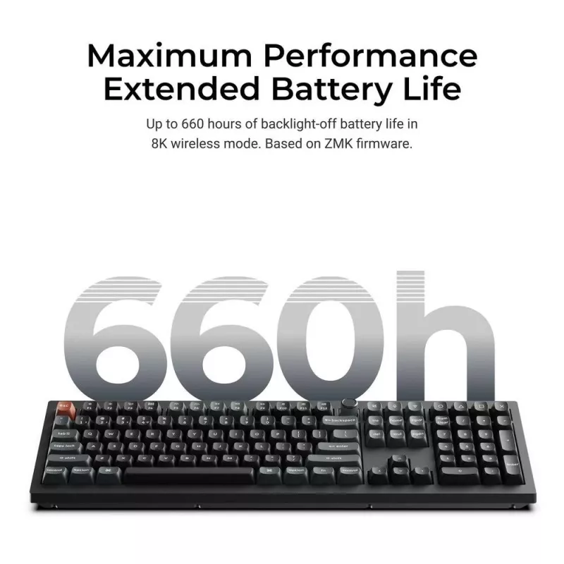 Mechaniczna klawiatura pełnowymiarowa Keychron V6 Ultra 8K — QWERTY, Bluetooth, RGB, Czarny