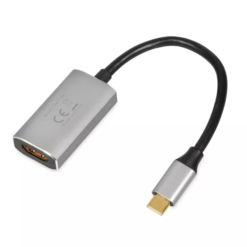 adapter kablowya IBOX USB-C na HDMI, model IACFAK, USB-C (męski) na HDMI (żeński), 4K 60Hz, proste złącza, srebrny
