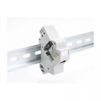 Uchwyt Keystone zatrzaskowy na szynę DIN DELOCK 67043 — tworzywo sztuczne, uziemiony, 60×88,2×21,5 mm, szary