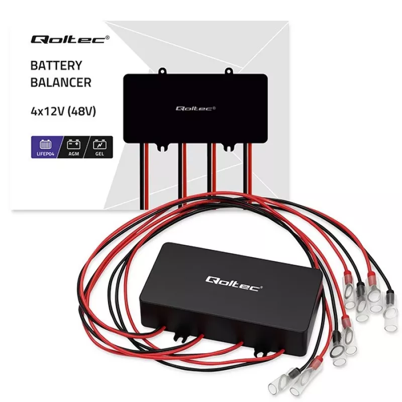 Balanser napięcia QOLTEC 51098 do systemów 48V — equalizer akumulatorów 4×12V