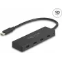 USB Type-C hub DELOCK 64322 — 4× porty USB‑A, 10 Gb/s, czarny