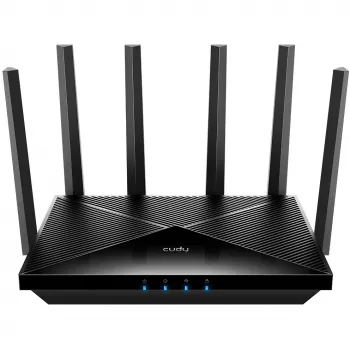 Router stołowy Cudy WR11000 — Trójpasmowy 2,4/5/6 GHz, Wi‑Fi 7, 4× LAN 2,5 Gigabit, 5765 Mb/s na paśmie 6 GHz, 512 MB RAM