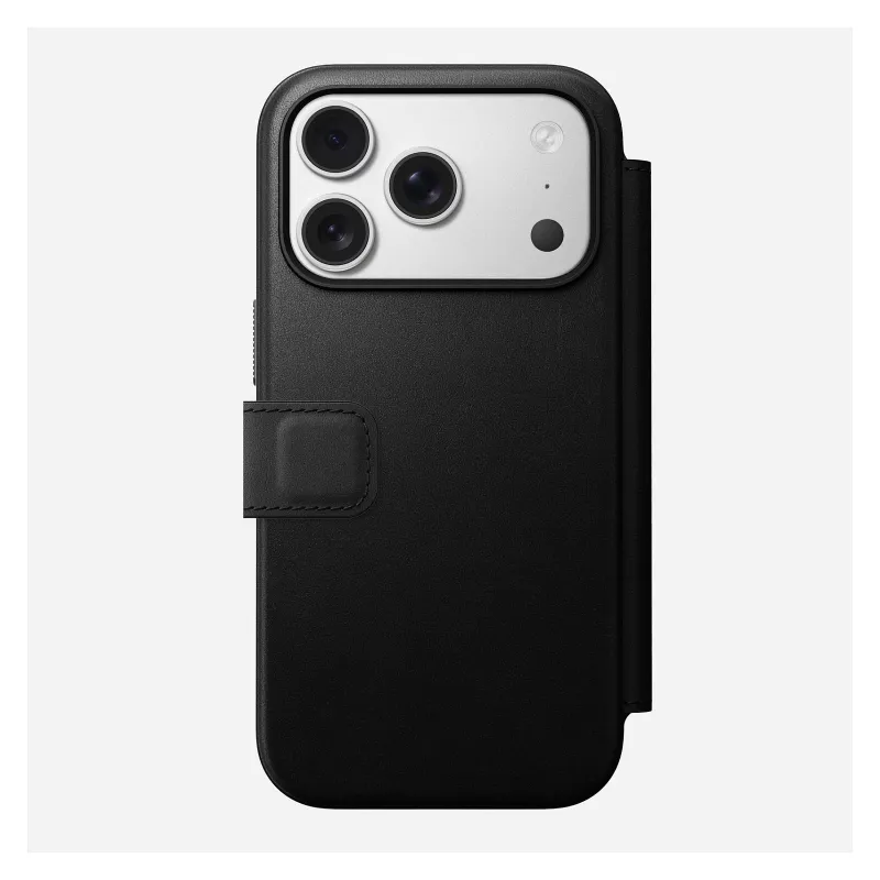 Skórzany portfel do telefonu Nomad Modern Leather Folio Cover dla iPhone 17 Pro, 16 cm (6,3 cala), czarny, 4 kieszenie na karty