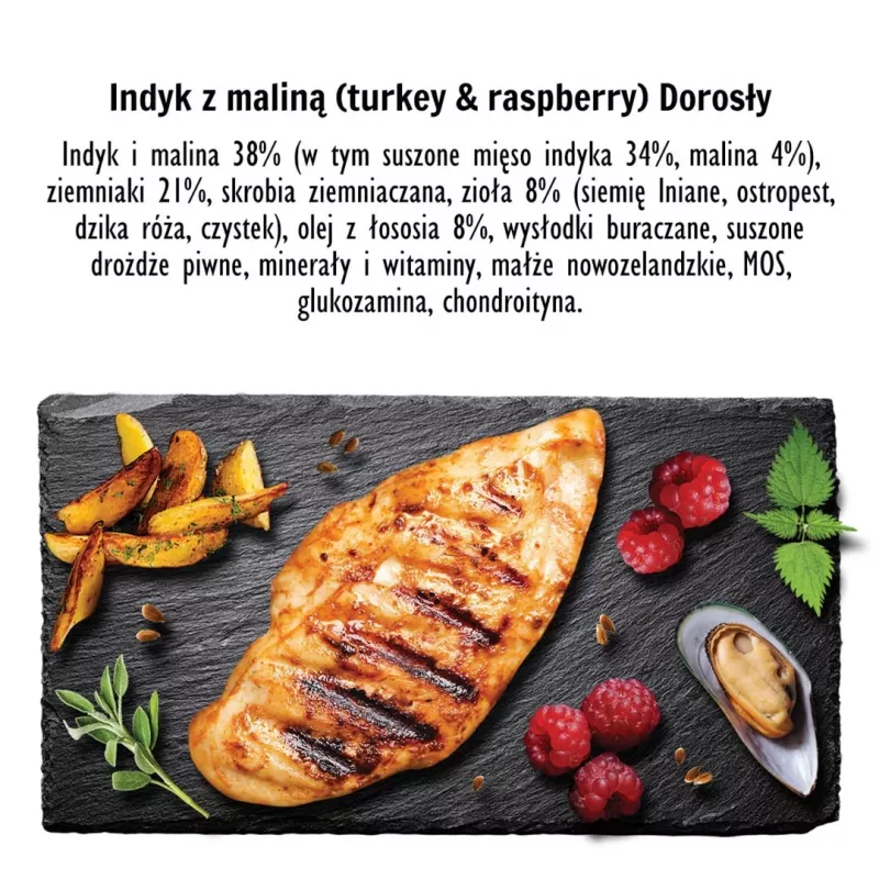 PAKA ZWIERZAKA Seventh Heaven indyk z maliną M sucha karma dla psów, 9 kg