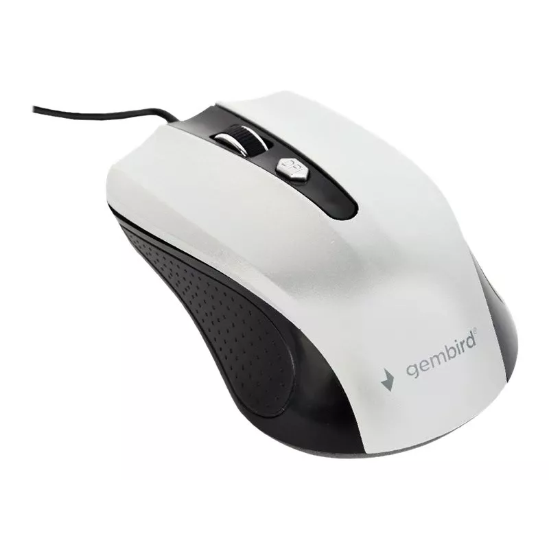 Przewodowa symetryczna mysz optyczna GEMBIRD MUS-4B-01-BS, USB typu A, 1200 DPI, 4 przyciski, czarno-srebrna