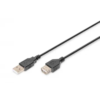 Digitus ASSMANN - Kabel przedłużający USB - USB (W) do USB (W) - 1,8 m (USB/USB 2.0) - Formowany - Czarny (AK-300200-018-S)