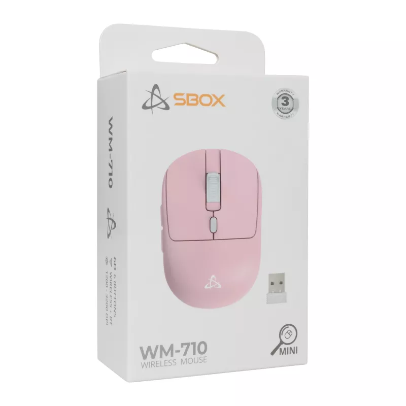 Mysz SBOX WM-710 różowa bezprzewodowa