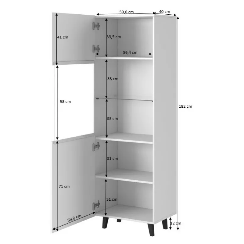 Gablota Cama Meble PAFOS 60x40x182 cm czarny mat — wolnostojący schowek przyścienny