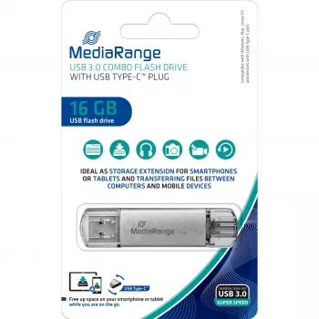 Pamięć USB flash MediaRange 16 GB USB Typ-A USB Typ-C MR935