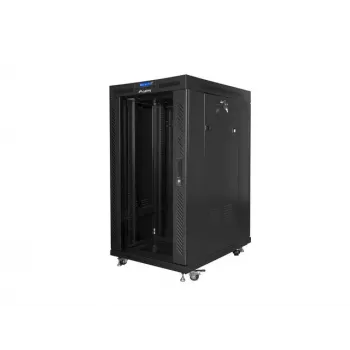 Wolnostojąca szafa 19 cali 22U 800x1000 z drzwiami szklanymi LCD (Flat Pack) V2 czarna