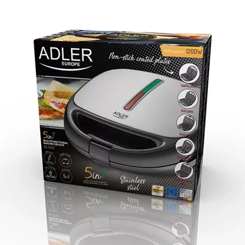Adler AD 3040 opiekacz do kanapek 1200 W Czarny, Szary