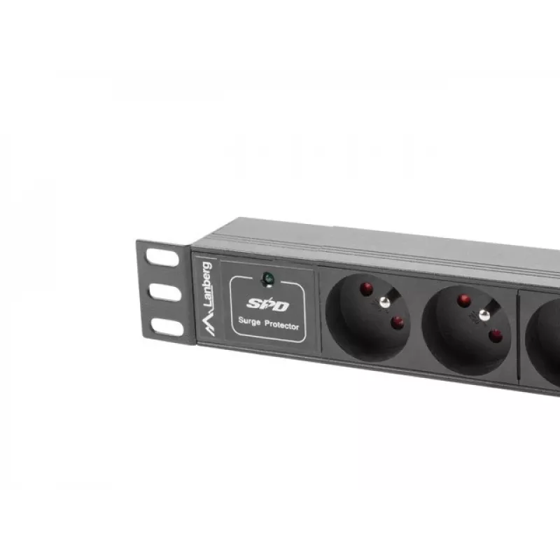 Jednostka dystrybucji zasilania LANBERG PDU-03E-0200-BK — 1U, 3x gniazda typu E, 220–250 V, 16 A, kabel 2 m, czarna
