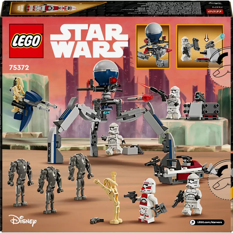 LEGO Star Wars Clone Trooper & Battle Droid Battle Pack Building Toys for Kids with Speeder Bike Vehicle 4 Minifigures and 5 figurki Gifts for Boys