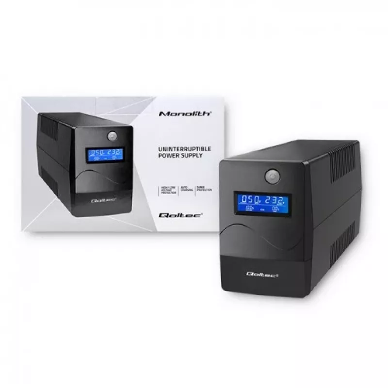 Qoltec Monolith zasilacz awaryjny (UPS) Online 1 kVA 600 W 2 gniazda SCHUKO