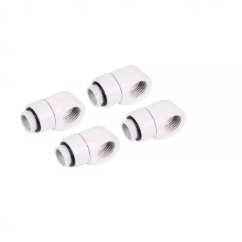 Kompresyjny łącznik kątowy Alphacool 17619 G1/4 AG na IG obrotowy, biały
