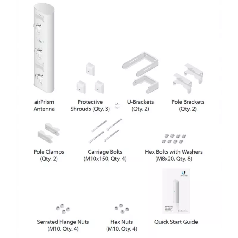 Antena sektorowa Ubiquiti AP-5AC-90-HD airPrism, 5GHz, 22dBi, 2x2 MIMO, 90° (3x 30°), do Rocket 5AC-PRISM