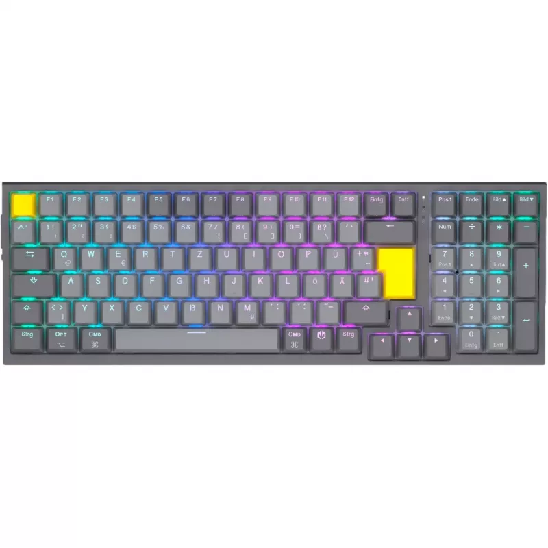 Celeris 1800, klawiatura gamingowa szara, układ DE, ENDORFY żółty by Gateron