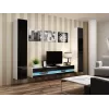 Stojak pod telewizor Cama Meble VIGO NEW 30/180/40, biały blat, czarna błyszcząca rama, 1800×400×300 mm