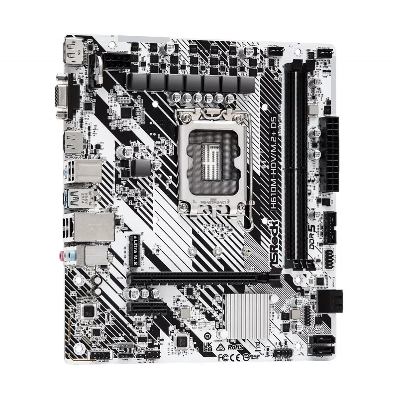 Płyta główna ASRock H610M-HDV/M.2+ D5 — Intel H610, LGA 1700, microATX, 2× DDR5 DIMM, M.2, HDMI 2.1, DP 1.4
