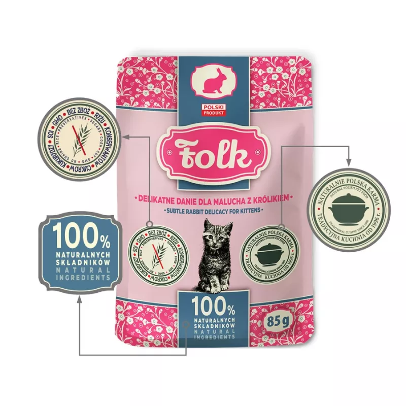 FOLK Kitten Subtle rabbit delicacy - mokra karma dla kota - 85g