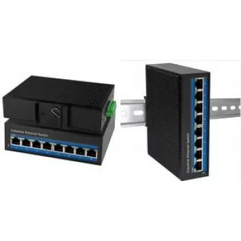 LogiLink Industrial Fast Ethernet PoE Switch, 8-Port 10/100Base-TX RJ45, Plug & Play, schwarzes Metallgehäuse, - 1 Stück (NS201P)
