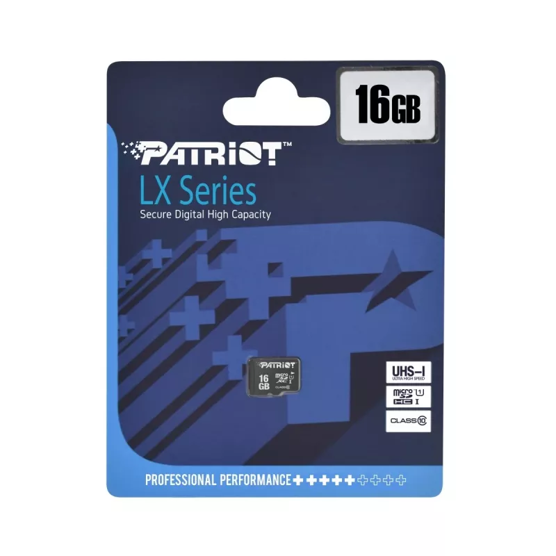Karta pamięci microSDHC PATRIOT PSF16GMDC10 — 16 GB, Klasa 10, UHS-I (U1), 80 MB/s, czarna