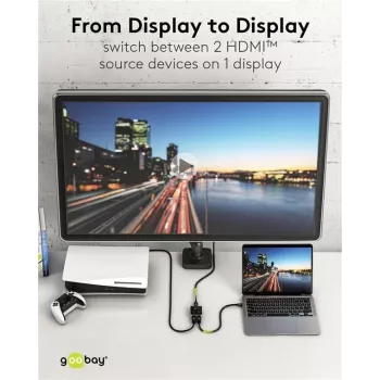 Goobay ręczna przełącznica HDMI™ 2 na 1 (4K @ 60 Hz) (58486)