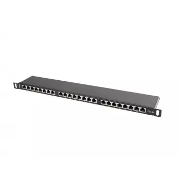 Patch panel LANBERG PPS5-0024-B 24-portowy CAT5e, metalowy, 0,5U, 445×99×22,3 mm, czarny