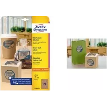AVERY Okrągłe etykiety L7105-25 40 mm papier kraft 100% – opakowanie 25 arkuszy