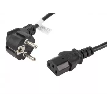 Kabel zasilający LANBERG CA-C13C-11CC-0018-BK — 1.8 m, złącze C13 do CEE7/7, kątowe C13