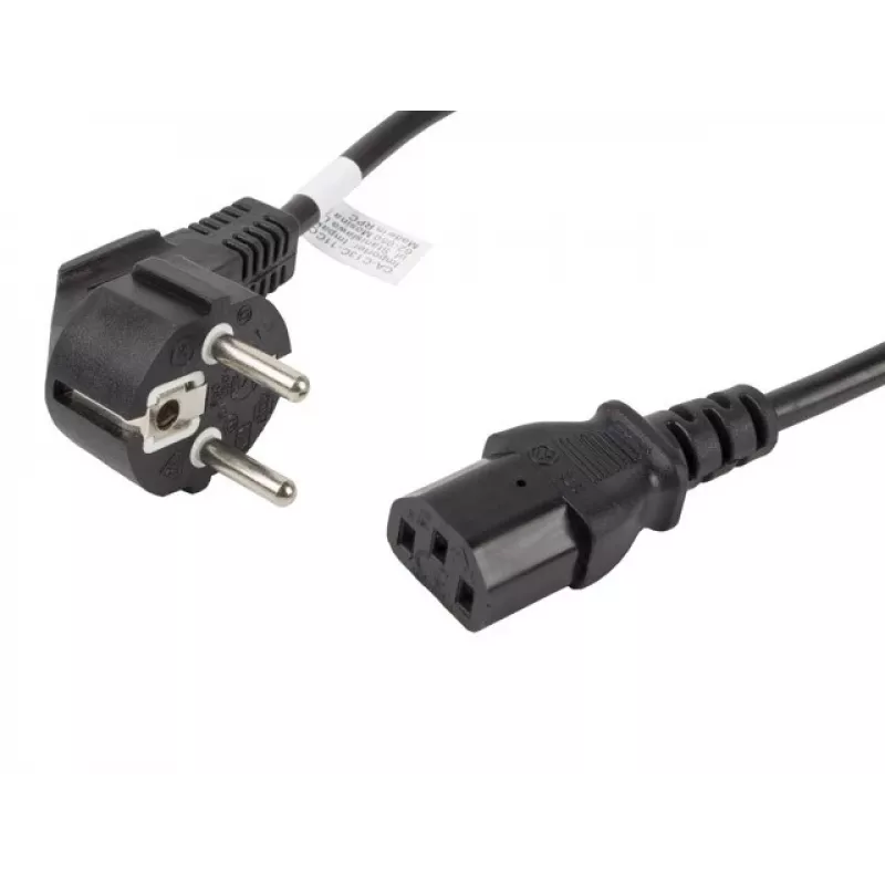 Kabel zasilający LANBERG CA-C13C-11CC-0018-BK — 1.8 m, złącze C13 do CEE7/7, kątowe C13