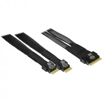 Kabel INTER-TECH SFF-8654-8i na 2× SFF-8654-4i, 70 cm, wewnętrzny kabel rozgałęźny