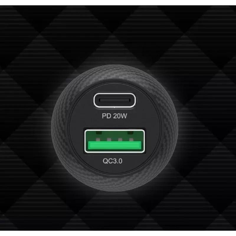 Ładowarka samochodowa Unitek P1400A z USB-C i USB-A, 38W, Quick Charge 3.0, wejście 12–24V, czarna