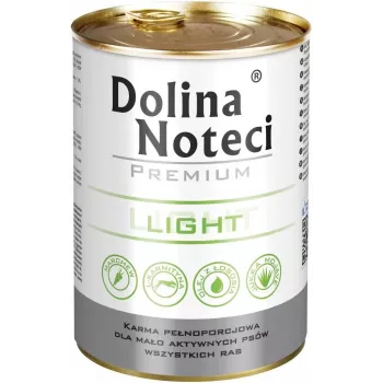 Mokra karma dla psa Dolina Noteci Premium Light wieprzowina z kurczakiem 400 g — dorosłe psy ras średnich, 80% wilgotności, 3% tłuszczu, 10% białka