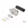 BNC crimp plug DELOCK 90013 for RG-174 / RG-316 with heat-shrink sleeve, male BNC, 14.5×23.5×14.5 mm, pack of 5