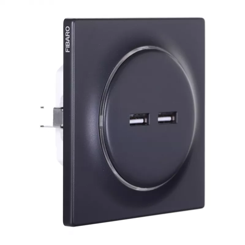 Gniazdo 2x USB Fibaro FGWU-021-8 czarne