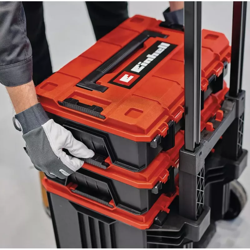 Walizka narzędziowa Einhell E-Case Tower czarno-czerwona polipropylen odporna na ciepło i zachlapania