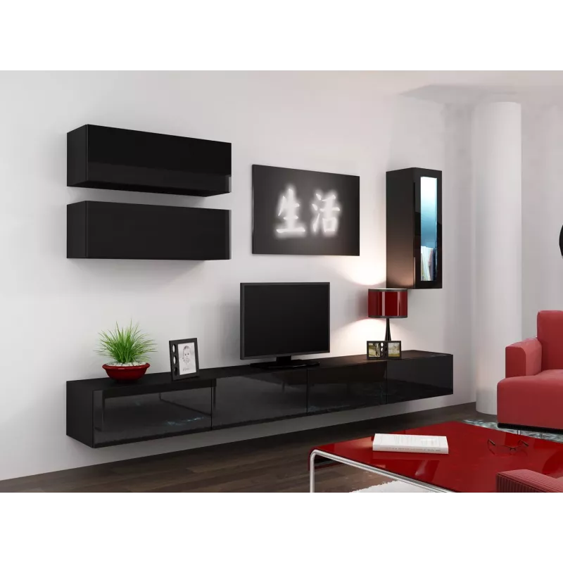 Cama stojak TV VIGO 140 30/140/40 czarny/czarny połysk