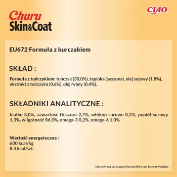 INABA Churu Skin&Coat Chicken recipe - przysmak dla kota - 4x14 g