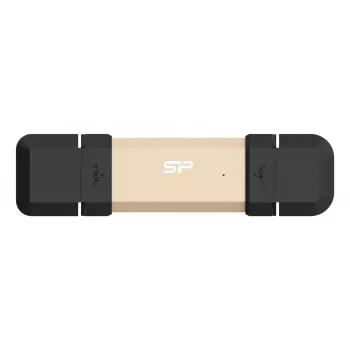 Pendrive Silicon Power DS72 1 TB, USB 3.2 Gen 2, Type-A i Type-C, aluminiowa/rubowa nakładka, złoty