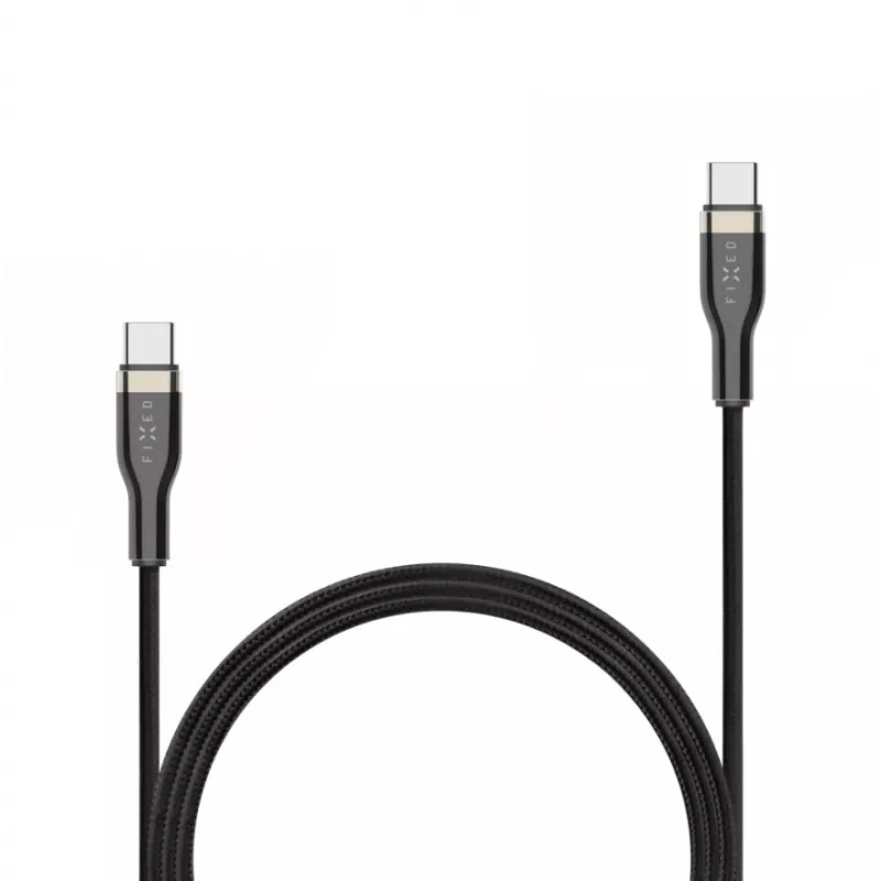 Kabel USB-C na USB-C FIXED FIXDB-CC2-BK — 2 m, 100 W, stałe, nieodłączane złącze