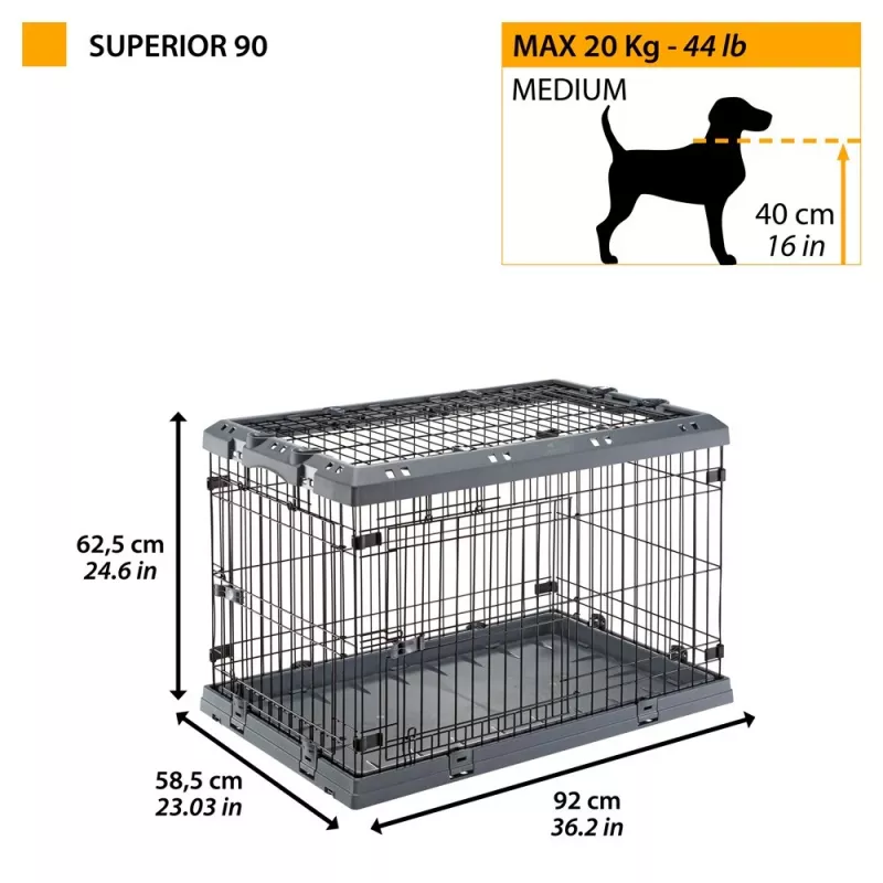 FERPLAST Superior 90 - klatka dla psa - 92 x 58.5 x 62.5 cm