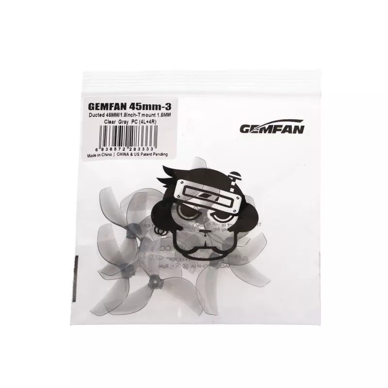 Gemfan 45mm Trójłopatowe Śmigła Szare | Śmigła do Dronów | 8 szt.