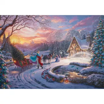 Thomas Kinkade Studios: Kolekcja Marzeń Disneya – Kopciuszek przynosi choinkę do domu, puzzle 1000 elementów