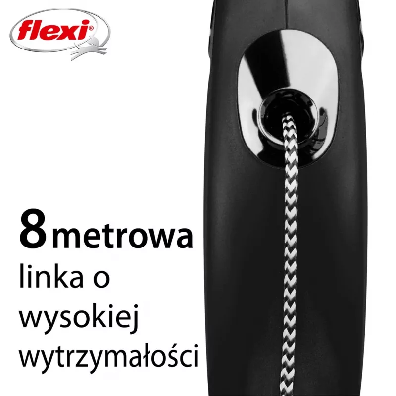 Flexi nowy CLASSIC 8 m czarna smycz dla psa automatyczna