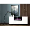 Komoda z kominkiem elektrycznym Cama Meble PAFOS, 180x42x82 cm, biały mat, 1400–1600 W, bezuchwytowa, 3 drzwi, 2 półki