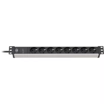 Brennenstuhl 1390007308 - 2 m - 8 wyjść AC - Wewnętrzna - IP20 - Aluminium - Plastik - Czarny - Srebrny