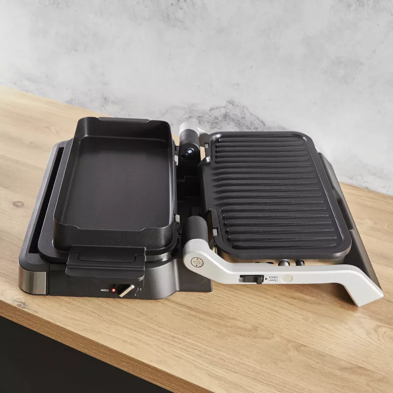 Elektryczny grill kontaktowy Tefal OptiGrill+ XL stal nierdzewna — duża pojemność, automatyczne programy gotowania