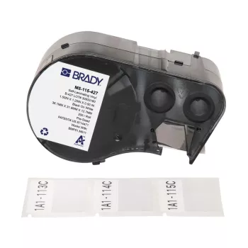 Brady, M5-115-427, samolaminujące się winylowe, czarny na biało/przezroczysty, 38,10 x 12,70(31,75) mm, trwały, do średnicy kabla 3,40 - 6,10 mm (200 szt.) (170864)